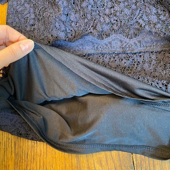 Adrianna Papell Lace Short Evening Cocktail Dress Elegant Navy Blue Women's sz 6 - Picture 10 of 15